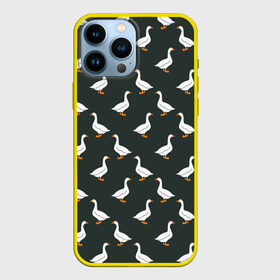 Чехол для iPhone 13 Pro Max с принтом Гуси паттерн в Курске,  |  | Тематика изображения на принте: goose | gooses | водоплавающие животные | гуси | гусь | дичь | домашние птицы | животные | паттерн | птицы | утки