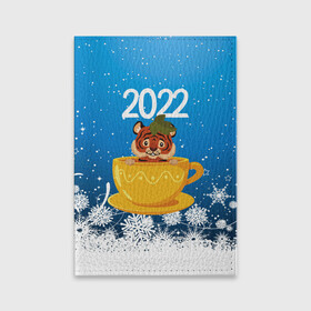 Обложка для паспорта матовая кожа с принтом Тигр в кружке (Новый год 2022) в Курске, натуральная матовая кожа | размер 19,3 х 13,7 см; прозрачные пластиковые крепления | 2022 | год тигра | новый год | новый год 2022 | символ года | тигр | тигренок | тигрица | тигры