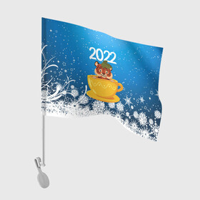 Флаг для автомобиля с принтом Тигр в кружке (Новый год 2022) в Курске, 100% полиэстер | Размер: 30*21 см | 2022 | год тигра | новый год | новый год 2022 | символ года | тигр | тигренок | тигрица | тигры