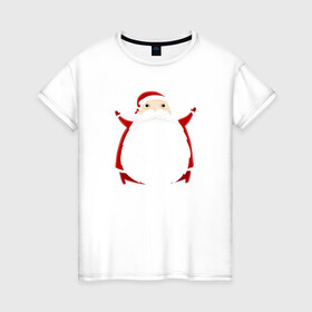 Женская футболка хлопок с принтом Дед Санта 2022 в Курске, 100% хлопок | прямой крой, круглый вырез горловины, длина до линии бедер, слегка спущенное плечо | дед мороз | зима | новый год | праздник | санта клаус