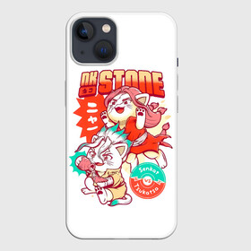 Чехол для iPhone 13 с принтом Котятки Сенку и Цукаса Dr Stone в Курске,  |  | anime | dr stone | dr stone stone wars | e  mc2 | manga | senkuu ishigami | аниме | вождь деревни исигами | десять миллиардов процентов | доктор камень | доктор стоун | докута сутон | исигами сенку | исигами сэнку | манга