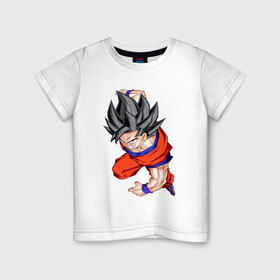 Детская футболка хлопок с принтом Son Goku (Dragon Ball Z) в Курске, 100% хлопок | круглый вырез горловины, полуприлегающий силуэт, длина до линии бедер | anime | dragonball | goku | аниме | анимэ | гоку | драконий | жемчуг | манга