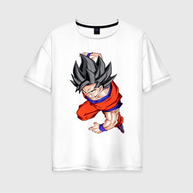 Женская футболка хлопок Oversize с принтом Son Goku (Dragon Ball Z) в Курске, 100% хлопок | свободный крой, круглый ворот, спущенный рукав, длина до линии бедер
 | anime | dragonball | goku | аниме | анимэ | гоку | драконий | жемчуг | манга