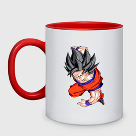 Кружка двухцветная с принтом Son Goku (Dragon Ball Z) в Курске, керамика | объем — 330 мл, диаметр — 80 мм. Цветная ручка и кайма сверху, в некоторых цветах — вся внутренняя часть | anime | dragonball | goku | аниме | анимэ | гоку | драконий | жемчуг | манга