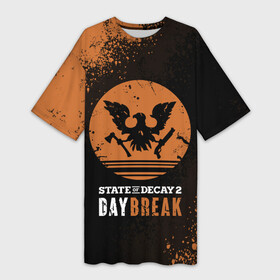 Платье-футболка 3D с принтом Day Break  State of Decay 2 в Курске,  |  | day break | daybreak | logo | state of decay | survival horror | undead labs | загнивающий штат | зомби апокалипсис | лого | логотип | стадия разложения | стейт оф декай | эмблема