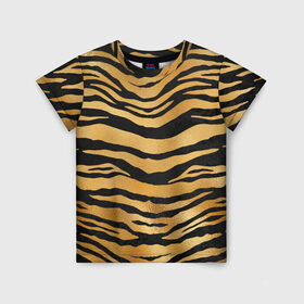 Детская футболка 3D с принтом Текстура шкуры тигра в Курске, 100% гипоаллергенный полиэфир | прямой крой, круглый вырез горловины, длина до линии бедер, чуть спущенное плечо, ткань немного тянется | Тематика изображения на принте: 2022 | год тигра | новый год | новый год 2022 | символ года | тигр | тигренок | тигрица | тигры