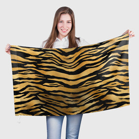 Флаг 3D с принтом Текстура шкуры тигра в Курске, 100% полиэстер | плотность ткани — 95 г/м2, размер — 67 х 109 см. Принт наносится с одной стороны | 2022 | год тигра | новый год | новый год 2022 | символ года | тигр | тигренок | тигрица | тигры