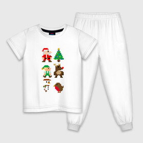 Детская пижама хлопок с принтом ВОСЬМИБИТНЫЙ НОВЫЙ ГОД в Курске, 100% хлопок |  брюки и футболка прямого кроя, без карманов, на брюках мягкая резинка на поясе и по низу штанин
 | 2022 | 8 | 8bit | bit | christmas | cold | deer | klaus | merry | new | santa | snow | snowman | winter | year | восьмибитный | год | дед | елка | зима | клаус | мороз | новый | олень | рождество | санта | снег | снеговик | холод