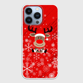 Чехол для iPhone 13 Pro с принтом Снежинки летящие и Олень с подарком. в Курске,  |  | 2022 | happy new year | merry christmas | год тигра | зима близко | нг | новогодний | новогодний тигр | новый год | новый год 2022 | олень | рождество | символ 2022 года | снег | снежинки