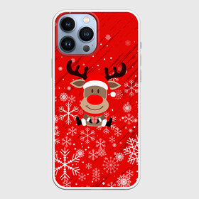Чехол для iPhone 13 Pro Max с принтом Снежинки летящие и Олень с подарком. в Курске,  |  | 2022 | happy new year | merry christmas | год тигра | зима близко | нг | новогодний | новогодний тигр | новый год | новый год 2022 | олень | рождество | символ 2022 года | снег | снежинки