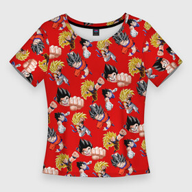 Женская футболка 3D Slim с принтом Dragon Ball Z (Goku Pattern) в Курске,  |  | anime | dragonball | goku | аниме | анимэ | гоку | драконий | жемчуг | манга