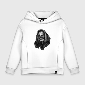 Детское худи Oversize хлопок с принтом Skull in hood в Курске, френч-терри — 70% хлопок, 30% полиэстер. Мягкий теплый начес внутри —100% хлопок | боковые карманы, эластичные манжеты и нижняя кромка, капюшон на магнитной кнопке | 80 s | black | bones | creepy | dark | dead | death | film | funny | gothic | halloween | horror | movie | movies | retro | scary | skull | spooky | vintage | зло | худи | череп