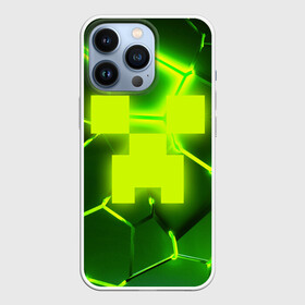 Чехол для iPhone 13 Pro с принтом 3D ПЛИТЫ МАЙНКРАФТ   ТРЕЩИНЫ   СОТЫ   HEXAGON NEON в Курске,  |  | 3d | 3d плиты | block | creeper | cube | minecraft | neon | pixel | tnt | блок | гаст | геометрия | крафт | крипер | кубики | майнкрафт | неон | пиксели | тнт | трещины