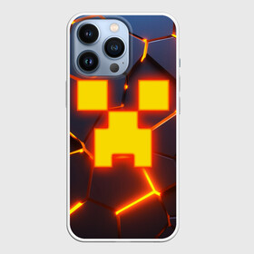 Чехол для iPhone 13 Pro с принтом ОГНЕННЫЙ КРИПЕР | 3D ПЛИТЫ   FIRE CREEPER в Курске,  |  | 3d | 3d плиты | 3d разлом | block | creeper | cube | fire | flame | game | geometry | hexagon | minecraft | neon | pixel | tnt | блок | гаст | геометрия | детям | компьютерная игра | крафт | крипер | кубики | майнкрафт | неон | огненный майк