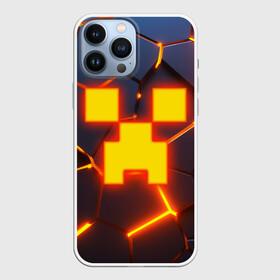 Чехол для iPhone 13 Pro Max с принтом ОГНЕННЫЙ КРИПЕР | 3D ПЛИТЫ   FIRE CREEPER в Курске,  |  | 3d | 3d плиты | 3d разлом | block | creeper | cube | fire | flame | game | geometry | hexagon | minecraft | neon | pixel | tnt | блок | гаст | геометрия | детям | компьютерная игра | крафт | крипер | кубики | майнкрафт | неон | огненный майк