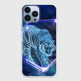 Чехол для iPhone 13 Pro Max с принтом Тигр идет по млечному пути в Курске,  |  | млченый путь | неоновый тигр | символ года | синий тигр | хищник