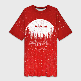 Платье-футболка 3D с принтом Новогодний Принт 2021 Санта Клаус Рождество в Курске,  |  | 2022 | для детей | для подарка | для рождества | красный | новогодние | новогодний | ноывй год | подарки | рождественский | рождество | санта | снежинки