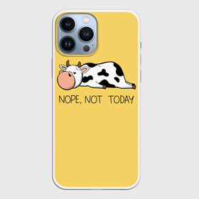Чехол для iPhone 13 Pro Max с принтом Nope, not today в Курске,  |  | bull | joke | lazy cow | lies | nope | not today | rests | бык | лежит | ленивая корова | не сегодня | нет | отдыхает | прикол | шутка