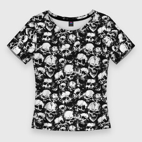 Женская футболка 3D Slim с принтом Screaming skulls в Курске,  |  | bone | bones | screaming | screaming skulls | skull | skulls | кости | кричат | кричащие | кричащие черепа | череп | черепа