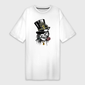 Платье-футболка хлопок с принтом Samdi в Курске,  |  | baron samdi | cross | rose | skull | top hat hat | барон самди | крест | цилиндр | череп | шляпа