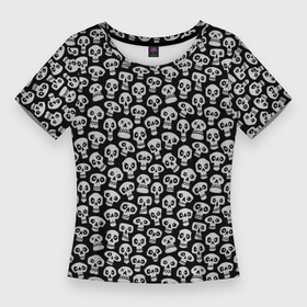 Женская футболка 3D Slim с принтом Funny skulls в Курске,  |  | Тематика изображения на принте: bone | bones | funny | skulls | кости | череп | черепа