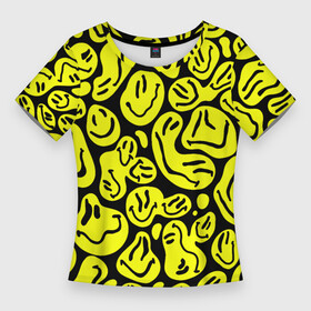 Женская футболка 3D Slim с принтом The Смайлики в Курске,  |  | smile | паттерн | смайлики | улыбайся | улыбка
