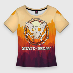 Женская футболка 3D Slim с принтом State of Decay  Логотип в Курске,  |  | Тематика изображения на принте: state of decay | загнивающий штат | зомби апокалипсис | состояние распада | стейт оф дикей