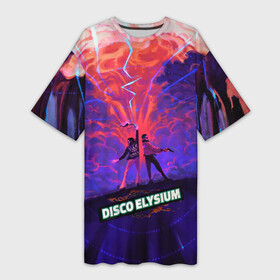 Платье-футболка 3D с принтом Disco art в Курске,  |  | disco elysium | game | games | диско элизиум | игра | игры