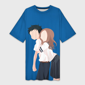 Платье-футболка 3D с принтом Такаги и Нишиката в Курске,  |  | anime | karakai jouzu no takagisan | аниме | анимэ | озорная такаги