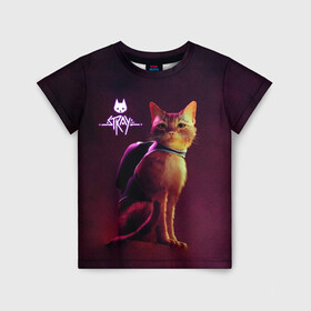 Детская футболка 3D с принтом Stray  Блуждающий кот в Курске, 100% гипоаллергенный полиэфир | прямой крой, круглый вырез горловины, длина до линии бедер, чуть спущенное плечо, ткань немного тянется | stray | блуждающий кот | бродить | игра про кота | потерявшийся кот | стрей | стрэй