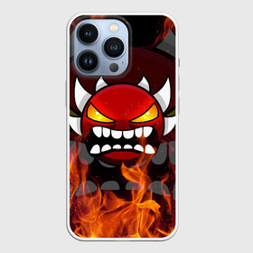 Чехол для iPhone 13 Pro с принтом GEOMETRY DASH DEMON FIRE SMILE в Курске,  |  | 2d | arcade | demon | fire | flame | game | geometry dash | levels | meltdown | rage | robtop | smile | аркада | геометрический тире | демон | огненный демон | огонь | пламя | раннер | смайлы | уровни | эмоции | ярость