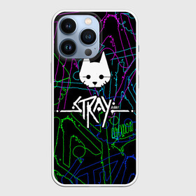 Чехол для iPhone 13 Pro с принтом Stray   бродяга в Курске,  |  | adventure | cat | computer game | emblem | inscription | kitten | logo | lost | neon text | stray | tramp | бродяга | заблудший | компьютерная игра | кот | котёнок | логотип | надпись | неоновый текст | приключения | эмблема