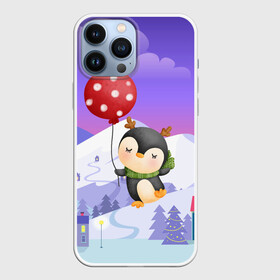Чехол для iPhone 13 Pro Max с принтом Новогодний пингвин с шариком в Курске,  |  | Тематика изображения на принте: зима | новогодний | новый год | пингвин | рождество | шарик