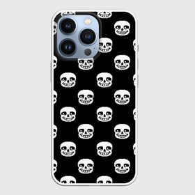 Чехол для iPhone 13 Pro с принтом UNDERTALE SANS SKULL FACE PATTERN | УЗОР в Курске,  |  | Тематика изображения на принте: asriel dreemurr | chara | frisk | gaster blaster | heart | sans | undertale | азриэль дримурр | андертейл | гастер | меттатон | санс | сердце | фриск | чара