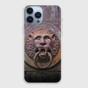 Чехол для iPhone 13 Pro Max с принтом Lion gate в Курске,  |  | ears | eyes | fangs | gate | jaw | lion | mane | metal | muzzle | ворота | грива | клыки | лев | металл | пасть | уши