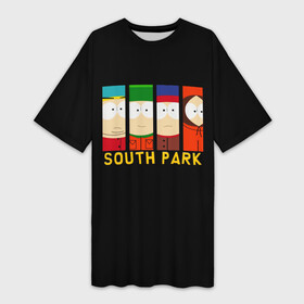 Платье-футболка 3D с принтом South Park  Южный парк главные герои в Курске,  |  | eric | kenny | kyle | south park | stanley | кайл | кенни | мультфильм | саус парк | сауспарк | сериал | стэн | эрик | южный парк