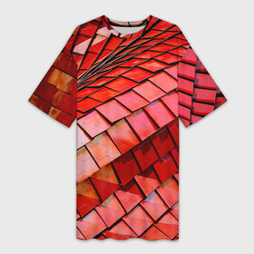 Платье-футболка 3D с принтом Красная спартаковская чешуя в Курске,  |  | абстрактное | открытие арена | рпл | спартак | спартак москва | фанам спартака | футбол | чешуя