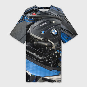 Платье-футболка 3D с принтом BMW Engine Twin Power Turbo в Курске,  |  | bmw | car | engine | germany | power | prestige | turbo | автомобиль | бмв | германия | двигатель | мощь | престиж | турбо