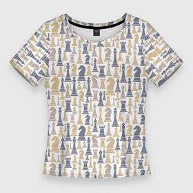 Женская футболка 3D Slim с принтом Шахматы (фигуры) в Курске,  |  | 64 клетки | chess | анатолий карпов | владимир крамник | гари каспаров | гроссмейстер | игра | капабланка | король | ладья | математика | михаил ботвинник | мозг | мысль | пешка | разум | ферзь