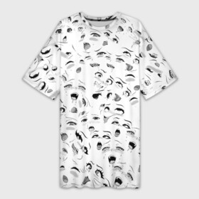 Платье-футболка 3D с принтом Ахегао без границ в Курске,  |  | ahegao | anime | manga | аниме | ахегао | коллаж | манга | паттерн