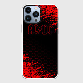 Чехол для iPhone 13 Pro Max с принтом AC DC соты в Курске,  |  | ac dc | acdc | ас дс | асдс | музыка | рок