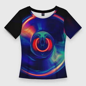 Женская футболка 3D Slim с принтом Сверхновая сингулярность в Курске,  |  | вектор | графика | космос | красный | круг | синий | черная дыра | шар