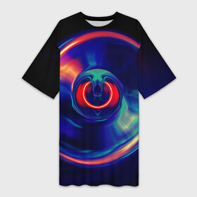 Платье-футболка 3D с принтом Сверхновая сингулярность в Курске,  |  | вектор | графика | космос | красный | круг | синий | черная дыра | шар