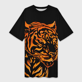 Платье-футболка 3D с принтом Огненный Еигр  Fire Еiger  Пламя в Курске,  |  | 2022 | amur tiger | beast | fangs | happy new year | merry christmas | new year | predator | snow | stars | stern grin | stern look | winter | year of the tiger | амурский тигр | год тигра | зверь | зима | клыки | новый год | снег | суровый взгл