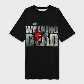 Платье-футболка 3D с принтом walking dead  лого с пятнами крови в Курске,  |  | walking dead | апокалипсис | болезнь | вирус | выживание | зомби | конец света | кровь | пандемия | ходячие мертвецы | эпидемия