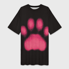 Платье-футболка 3D с принтом След кошки в Курске,  |  | Тематика изображения на принте: кот | кошачья | кошачья лапа | кошачья лапка | кошка | лапа | лапка | отпечаток лапы | подушечки | след