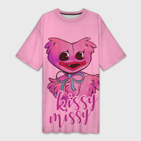 Платье-футболка 3D с принтом Pink Kissy Missy в Курске,  |  | kissy | kissy missy | missy | poppy playtime | игра | киси | киси миси | кисси мисси | кукла | миси | монстр | плэйтайм | попи плей тайм | попи плэй тайм | попиплейтам | попиплэйтайм | поппи плейтайм | поппиплэйтайм