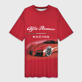 Платье-футболка 3D с принтом Alfa Romeo  red dream в Курске,  |  | alfa romeo | car | italy | motorsport | power | prestige | racing | team | автомобиль | автоспорт | альфа ромео | гонка | италия