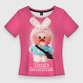 Женская футболка 3D Slim с принтом Duck Lalafan утёнок Лалафанфан в Курске,  |  | duck | korean | lalafanfan | rosy cheeks | soft | toy | игрушка | корейская | круглые очки | лалафан | лалафанфан | мягкая | розовые щёки | утка