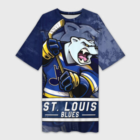 Платье-футболка 3D с принтом Сент Луис Блюз, St Louis Blues Маскот в Курске,  |  | blues | hockey | nhl | st louis | st louis blues | usa | блюз | маскот | нхл | сентлуис | сентлуис блюз | спорт | сша | хоккей | шайба